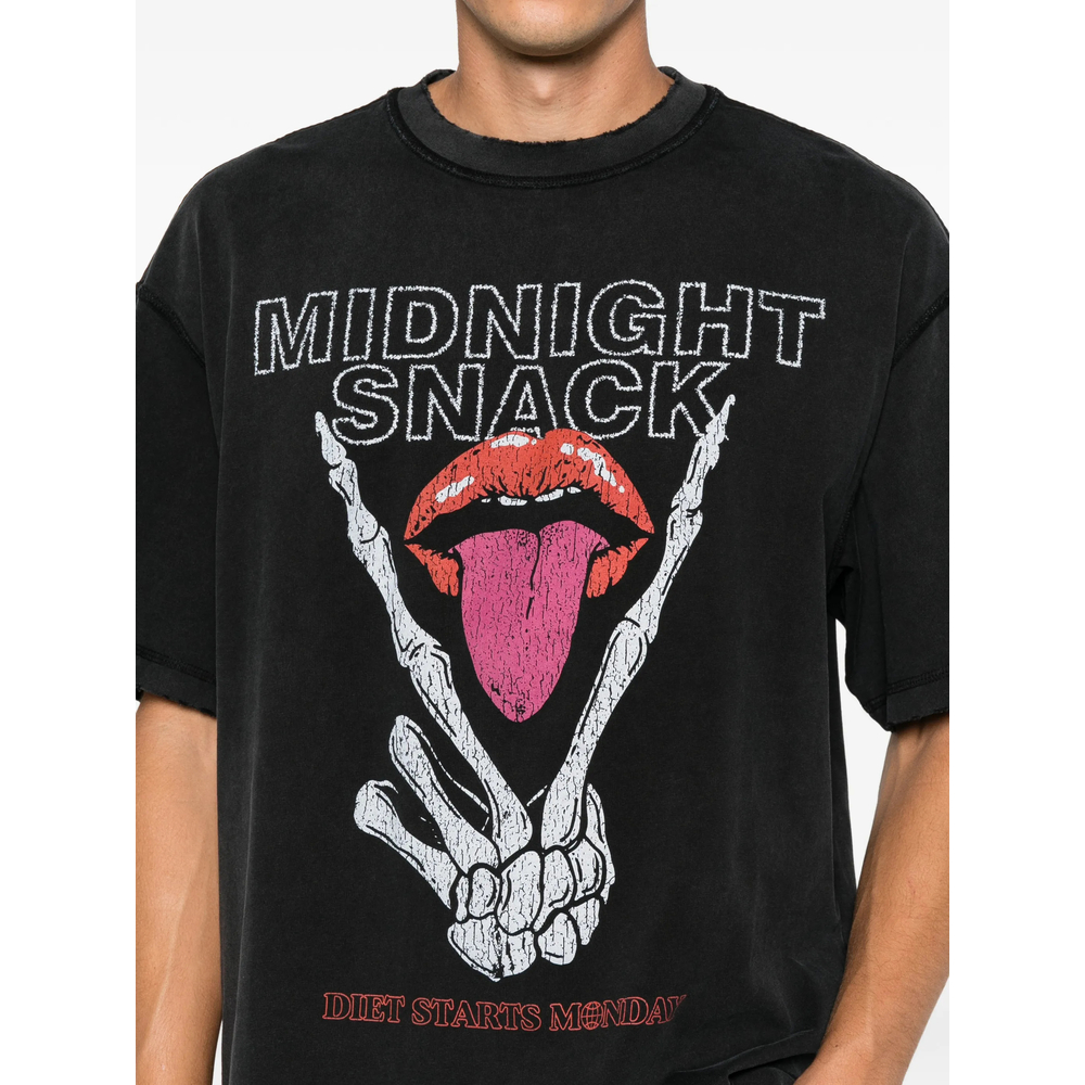 Graphic-Print Raw-Edge T-Shirt