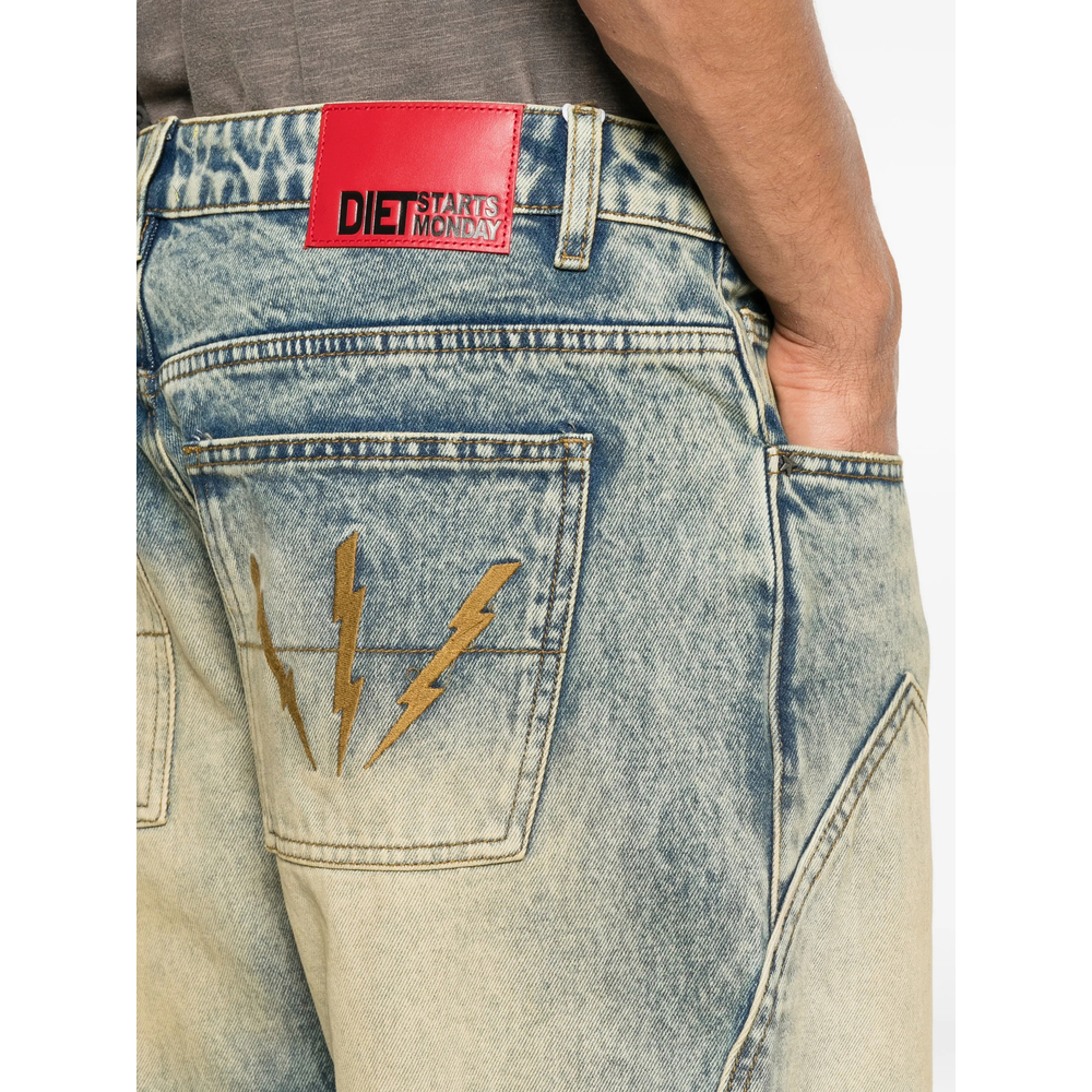 Acid-Wash Lightning-Bolt Jeans