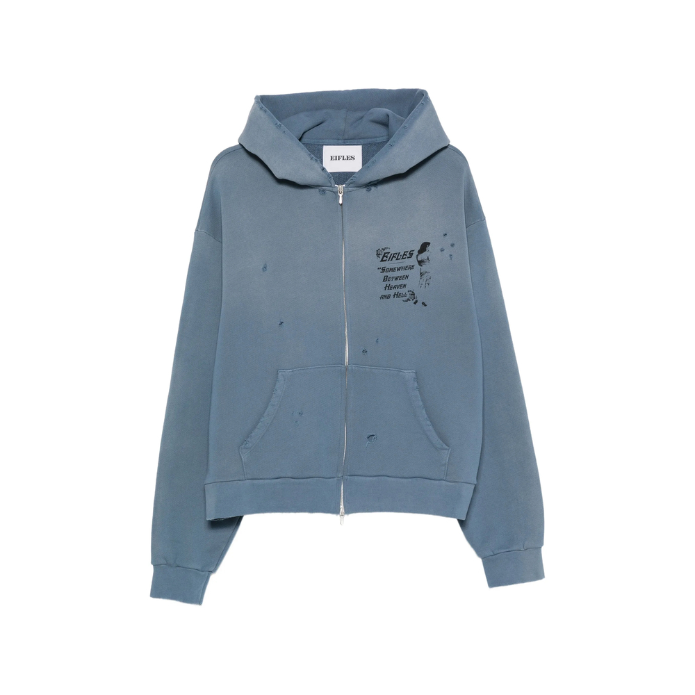 Distressed Logo-Print Hoodie