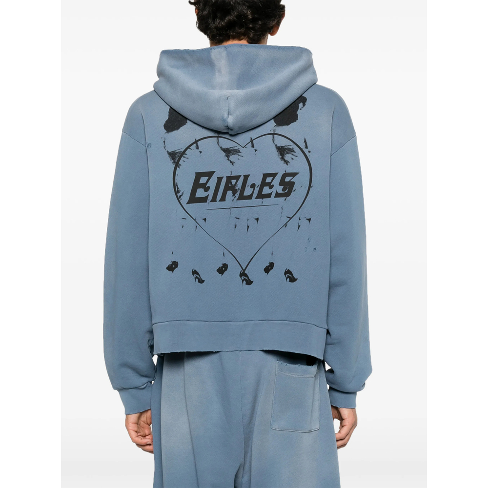 Distressed Logo-Print Hoodie