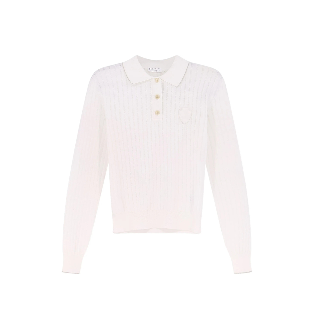 Brunello Cucinelli Ribbed-knit Logo-patch Polo Shirt