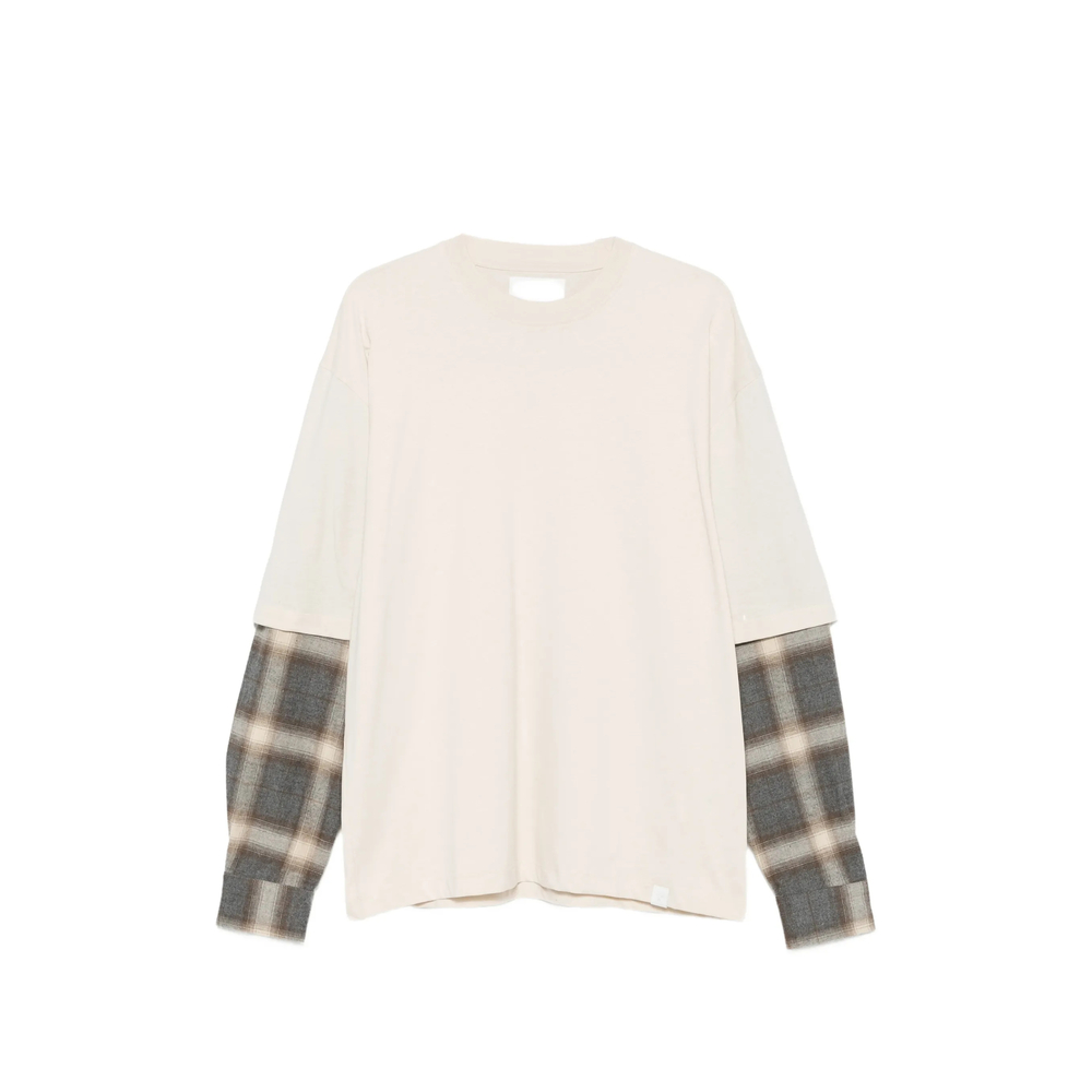 Nazare Layered-Sleeve Check-Pattern T-Shirt