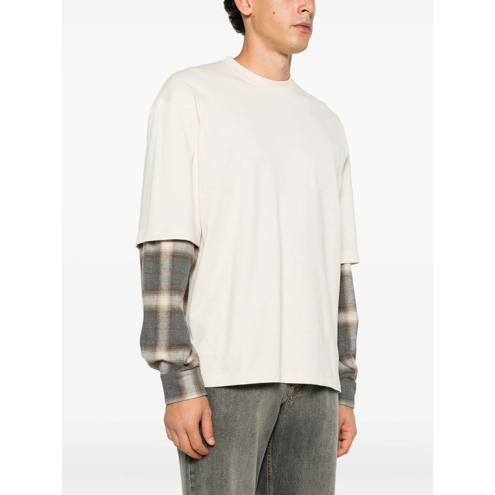 Nazare Layered-Sleeve Check-Pattern T-Shirt