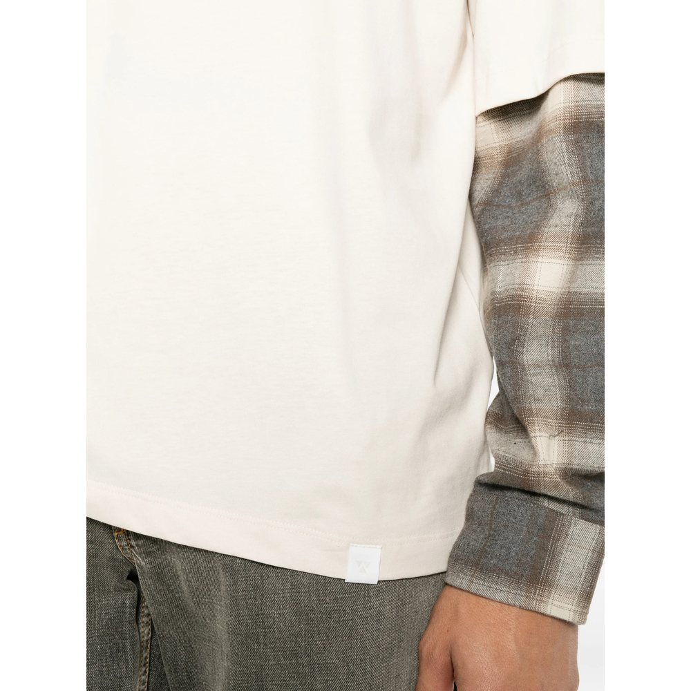 Nazare Layered-Sleeve Check-Pattern T-Shirt