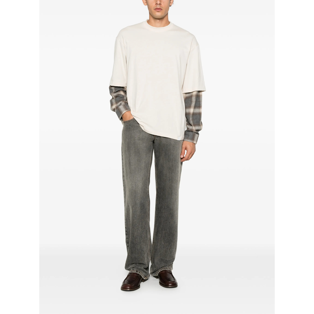 Nazare Layered-Sleeve Check-Pattern T-Shirt