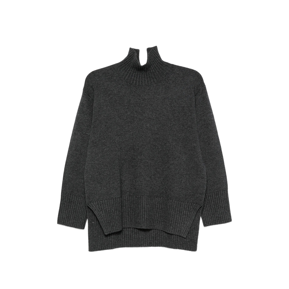Lux High-Neck Side-Slit Sweater