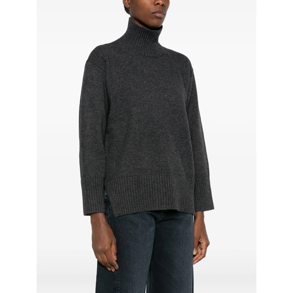 Lux High-Neck Side-Slit Sweater