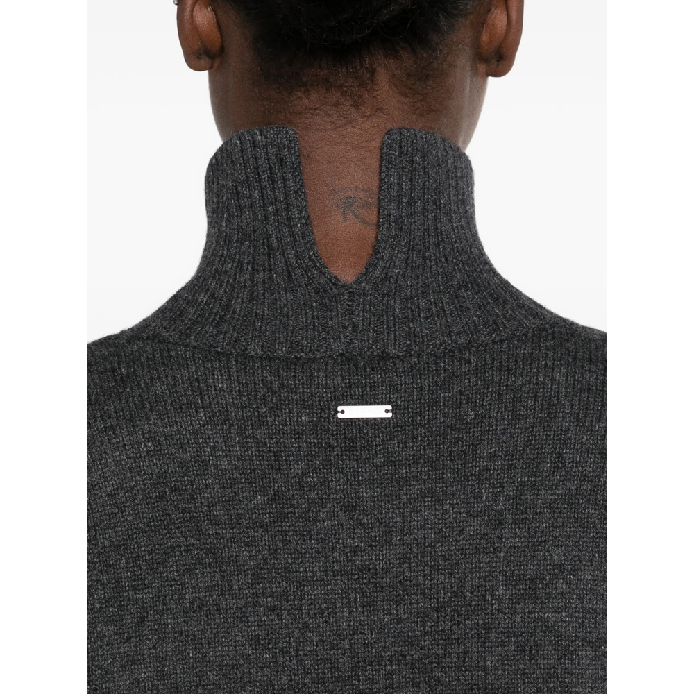 Lux High-Neck Side-Slit Sweater