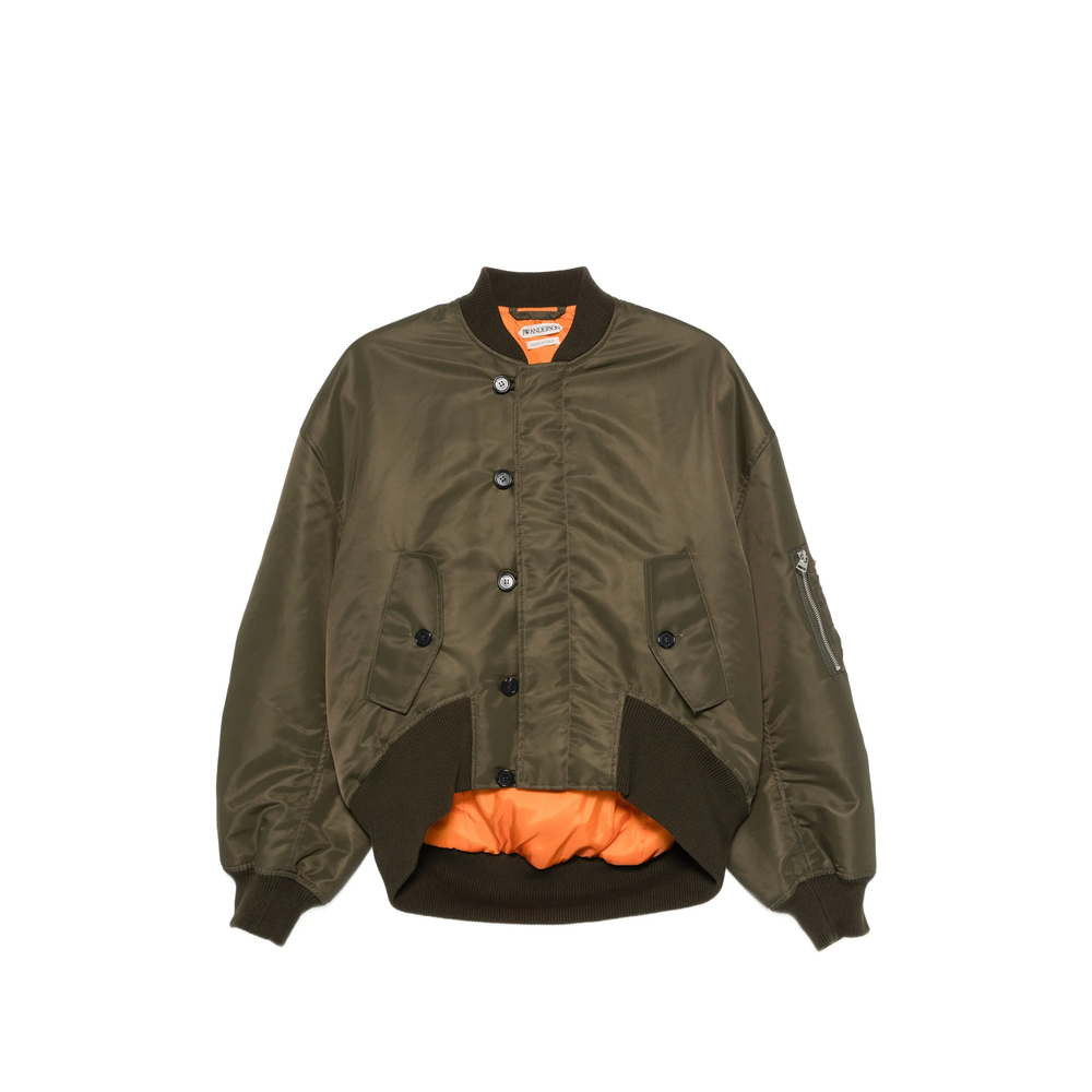 Oversized Tipped-Hem Bomber Jacket