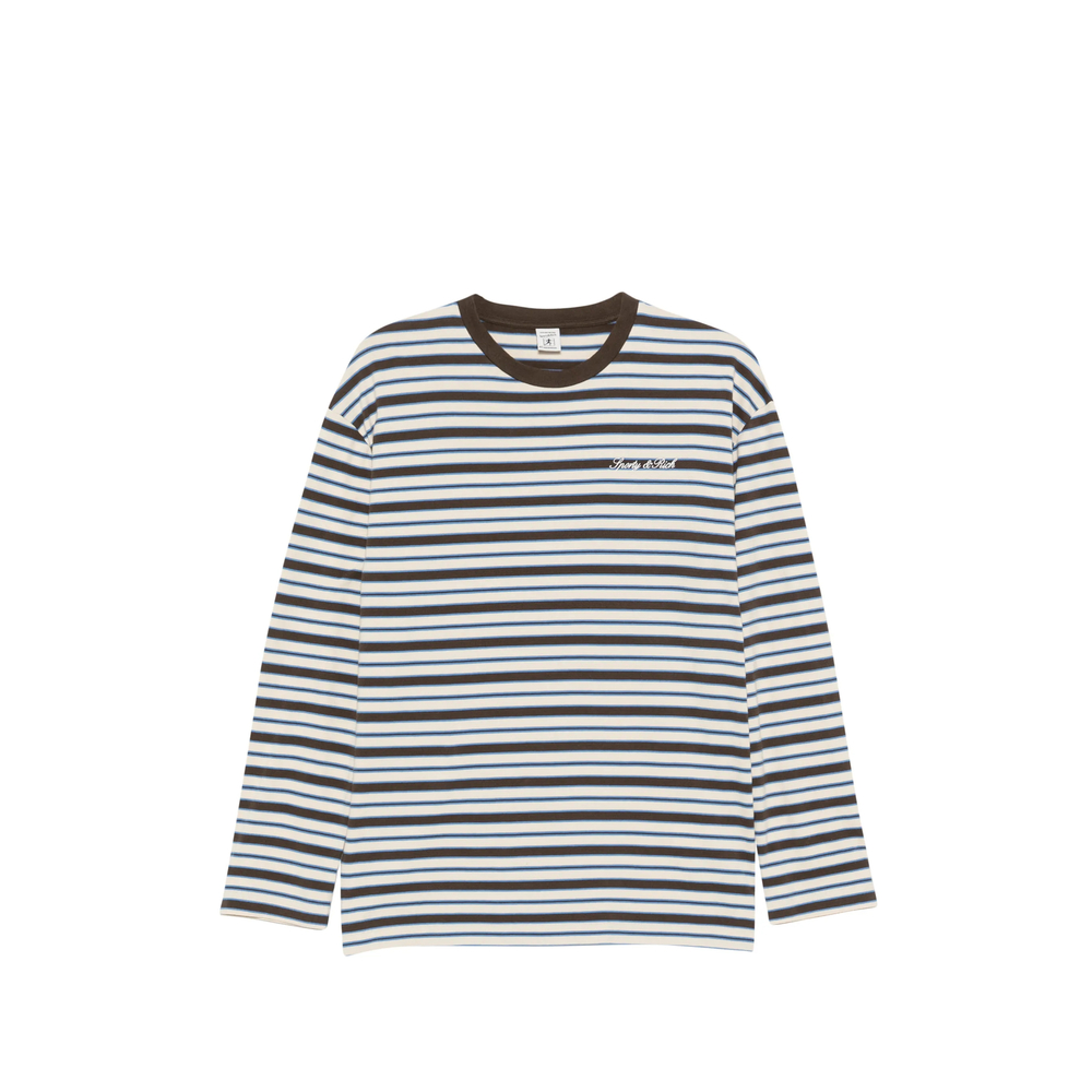 Striped-Pattern Logo-Embroidered T-Shirt