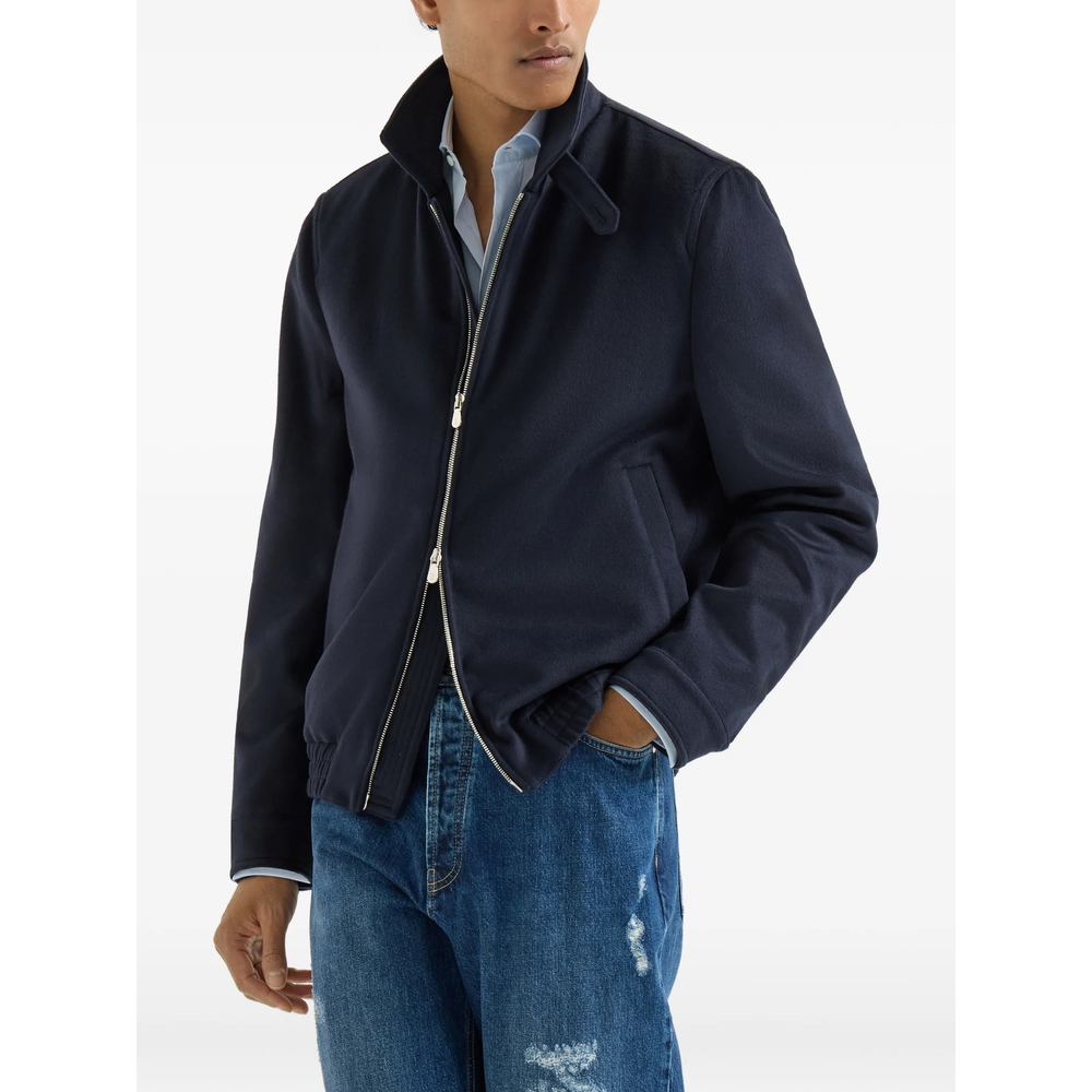 Virgin Wool Beaver Cloth Bomber Jacket