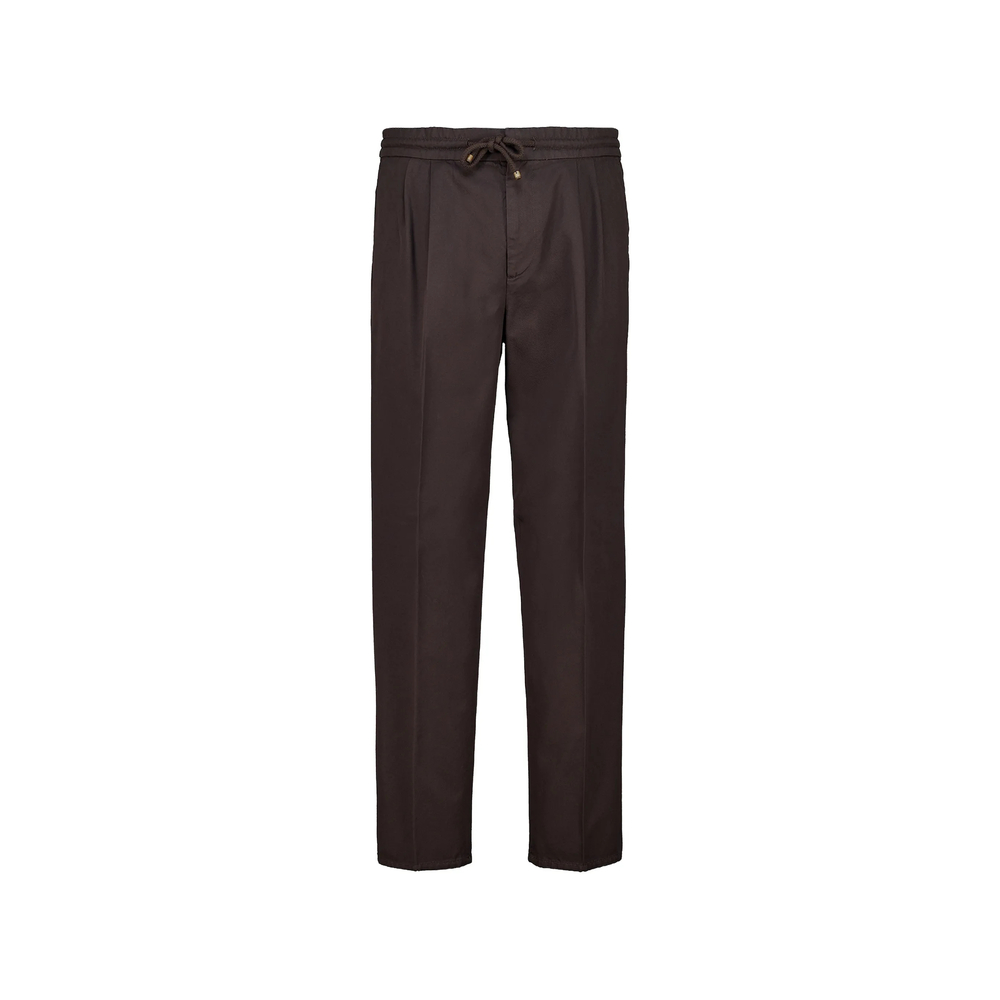 Garment-Dyed Twisted Cotton Gabardine Trousers With Drawstring