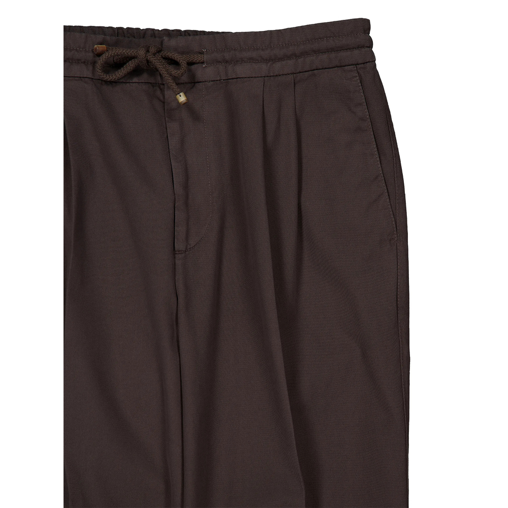 Garment-Dyed Twisted Cotton Gabardine Trousers With Drawstring