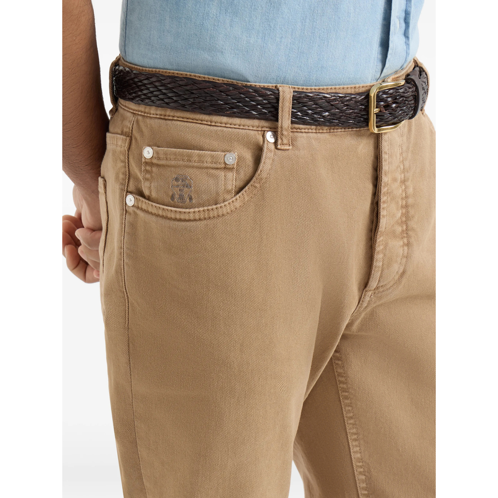 Garment-Dyed Comfort Lightweight Denim Traditional Fit Five-Pocket Trousers