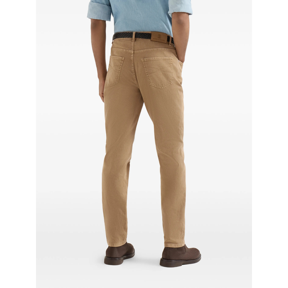 Garment-Dyed Comfort Lightweight Denim Traditional Fit Five-Pocket Trousers