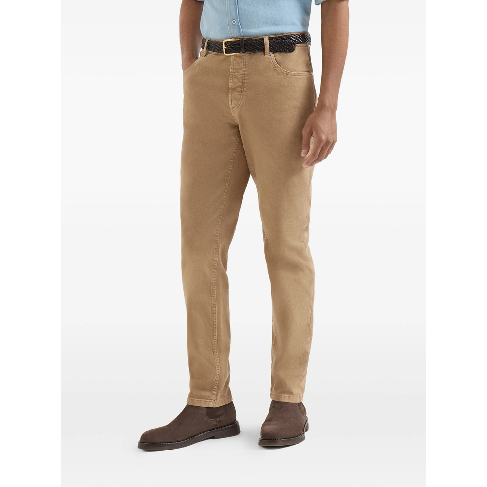 Garment-Dyed Comfort Lightweight Denim Traditional Fit Five-Pocket Trousers