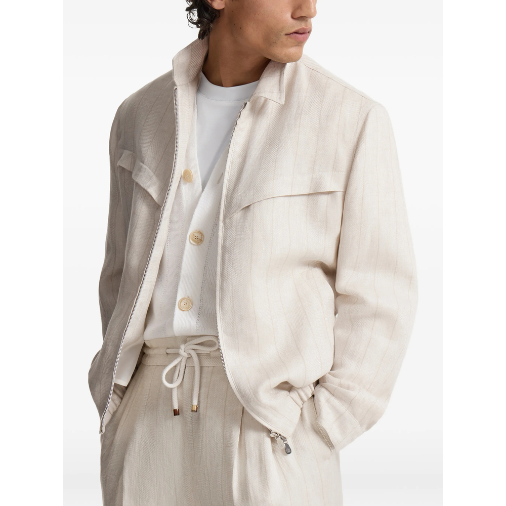 Chalk Stripe Chevron Outerwear Jacket