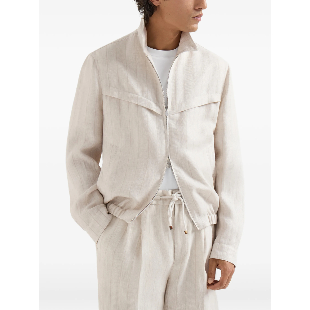 Chalk Stripe Chevron Outerwear Jacket