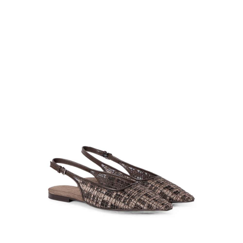 Precious Check Embroidery Slingback