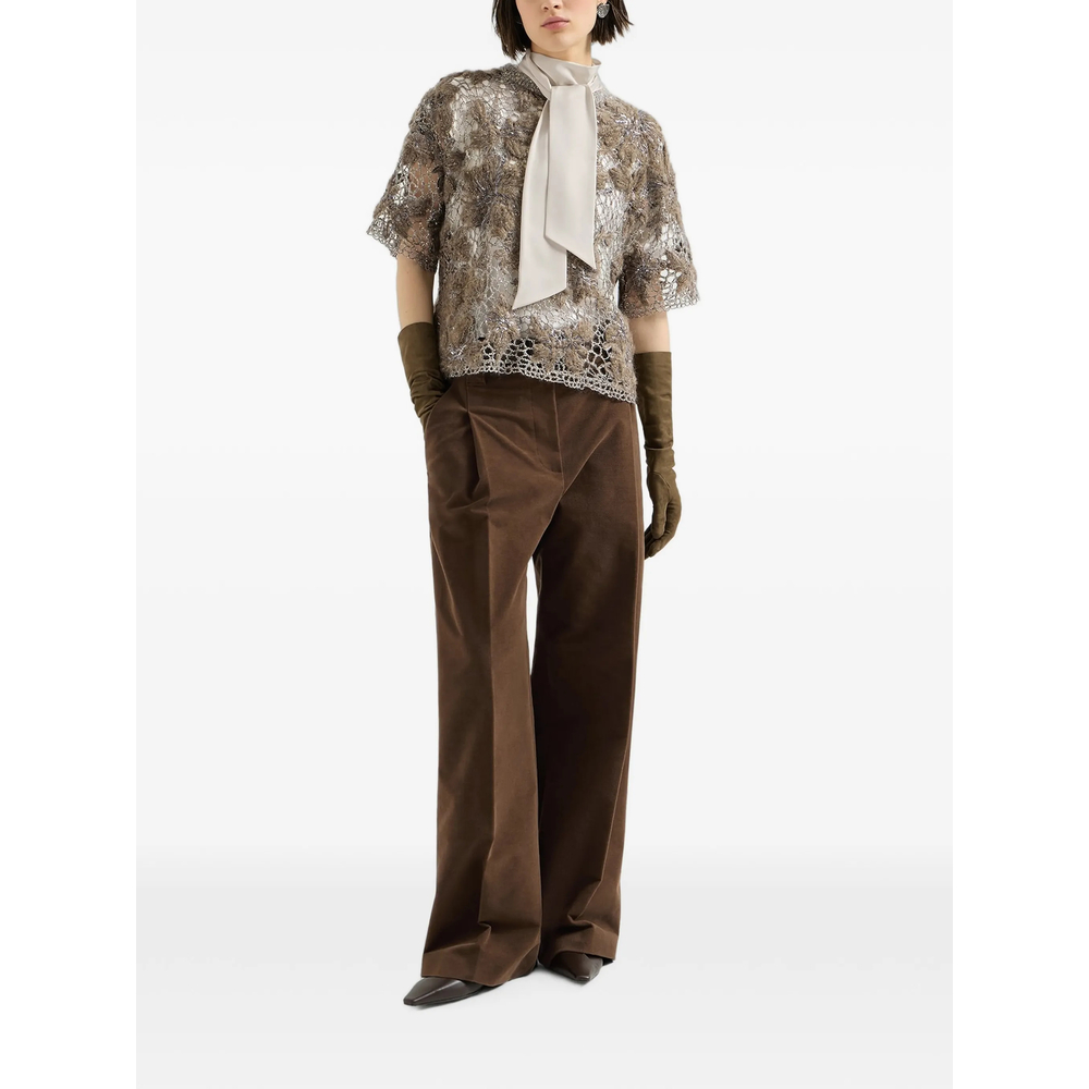 Satin High-Neck T-Shirt