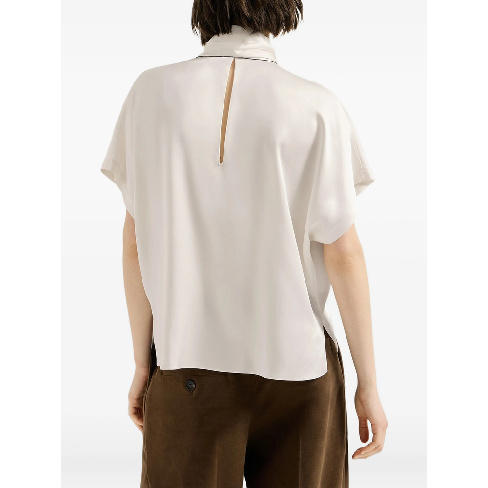 Satin High-Neck T-Shirt