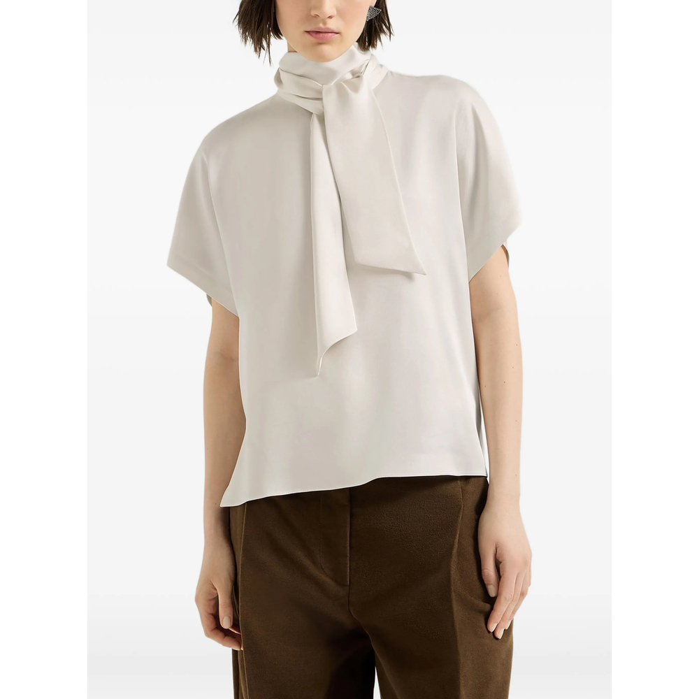 Satin High-Neck T-Shirt