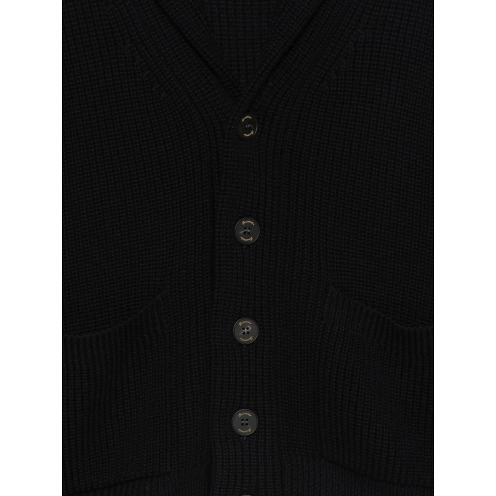 Ribbed-Knit Shawl-Collar Cardigan