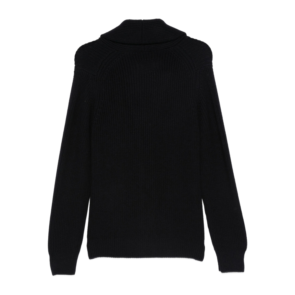 Ribbed-Knit Shawl-Collar Cardigan