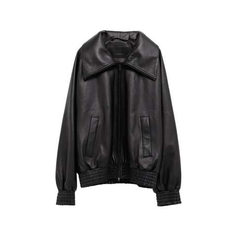 Balenciaga Logo-debossed Leather Jacket