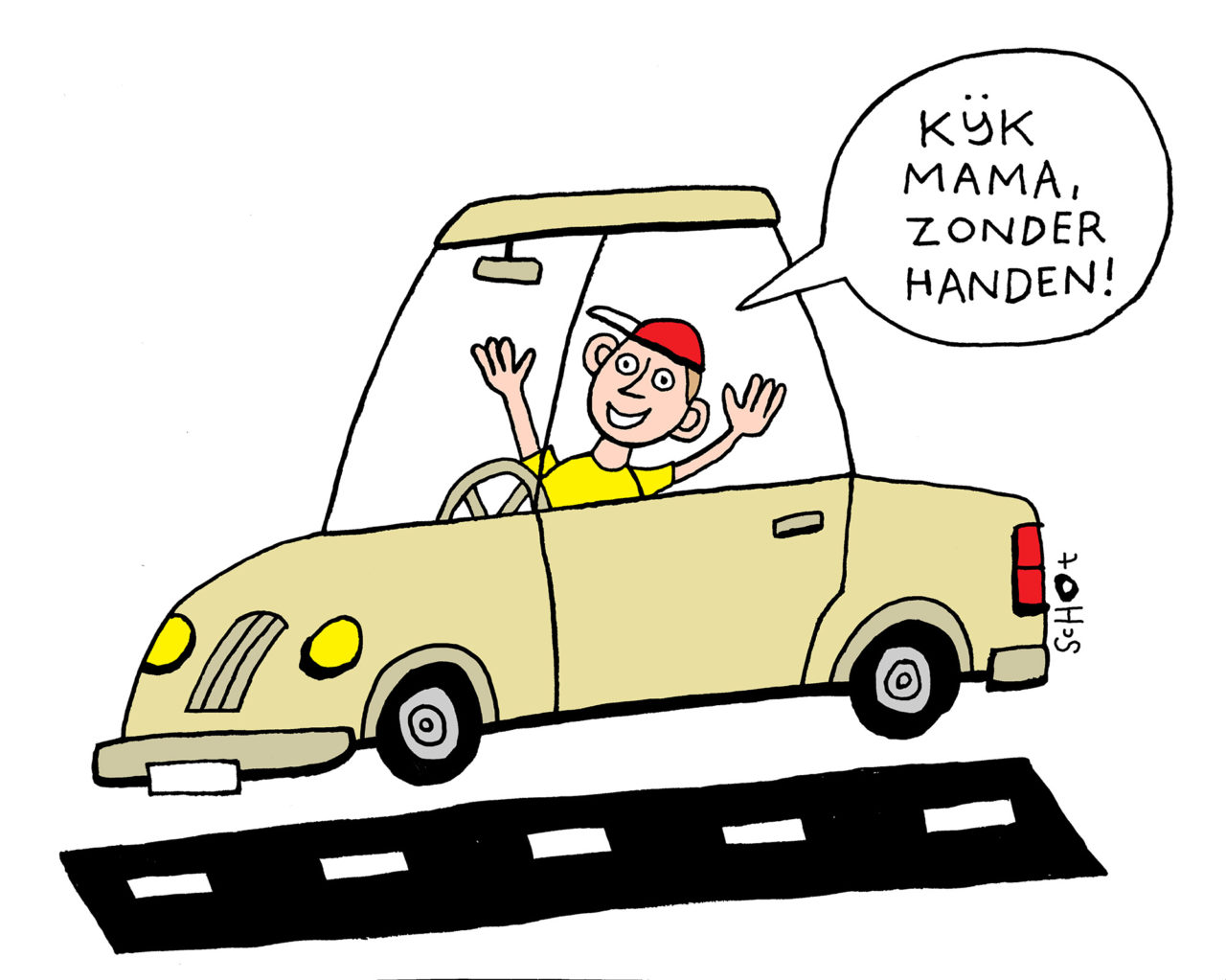 em-zelfrijdende auto zonder handen