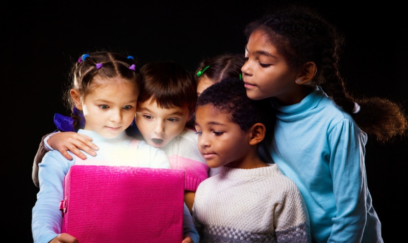 Children opening gift