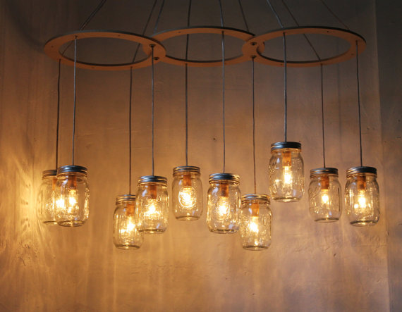 Mason Jar Chandelier, Etsy