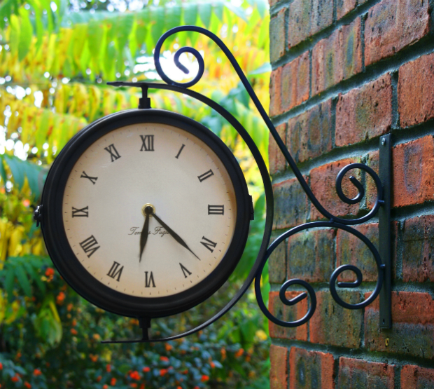 Bracket Mounted Outdoor Swivel Clock with Thermometer, Primrose £12.95