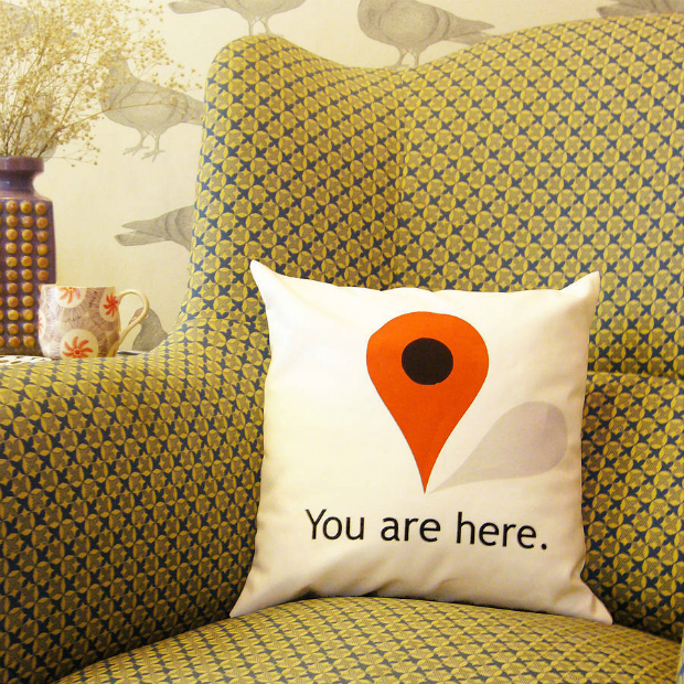 'You Are Here' Cushion, Not on the High Street £18.00