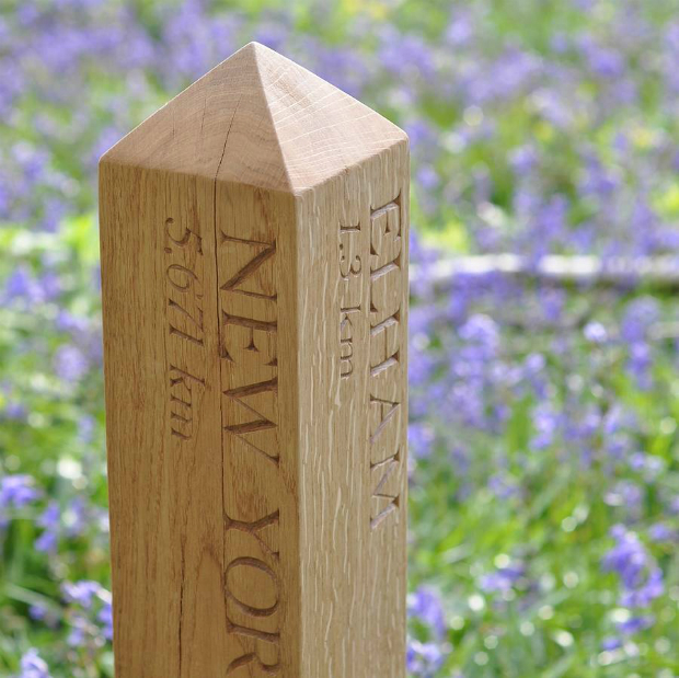 Personalised Solid Oak Mile Post, Not on the High Street £225.00