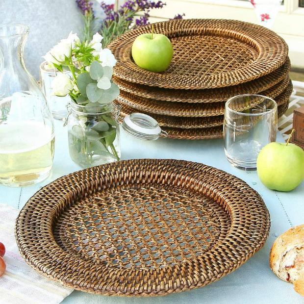 Set Of Six Rattan Charger Plates, Not on the High Street £44.95