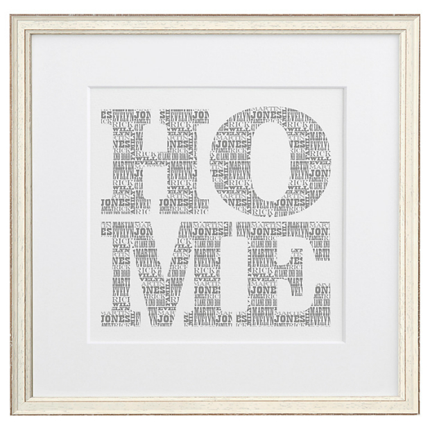 Letterfest Personalised Typographic Home Print, White frame, John Lewis £65.00