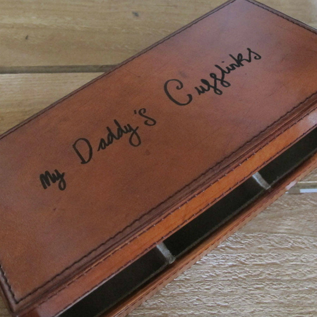 Leather Cufflink Box With Handwritten Message, Not on the High Street £103