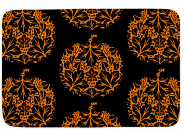 Pumpkin Damask Pattern Bathmat, Cafepress £24.50