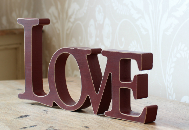 Red Wooden 'LOVE' Sanding Sign, Melody Maison £7.25