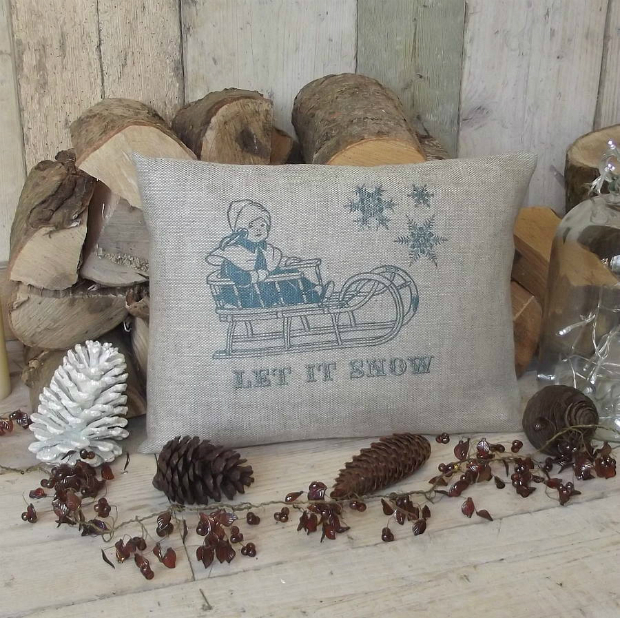 ' Let It Snow ' Christmas Linen Cushion, Rustic Country Crafts £32.00