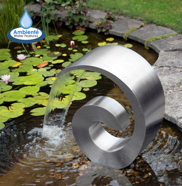 Ammonite Stainless Steel Cascading Water Feature, Primrose £309.95