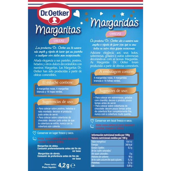 DR. OETKER Margaritas Pack con Flores Comestibles para Decoración 