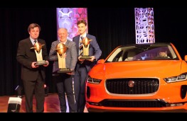 Jaguar I-PACE, World Car of the Year 2019, Ian Callum (centre, left) receives award