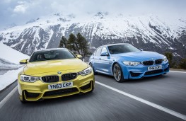 BMW M4 coupe (left) and M3 saloon