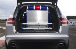 Jaguar XF Sportbrake, loaded with fridge