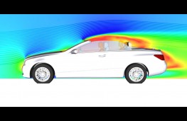 Mercedes E-Class Cabrio, wind flow graphic