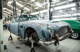 Aston Martin DB5, 2025, owned by John Williams, front, before restoration