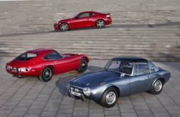 Toyota GT86 with 2000 GT, front left, and Sports 800, front right