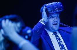 James Corden takes a VR test drive